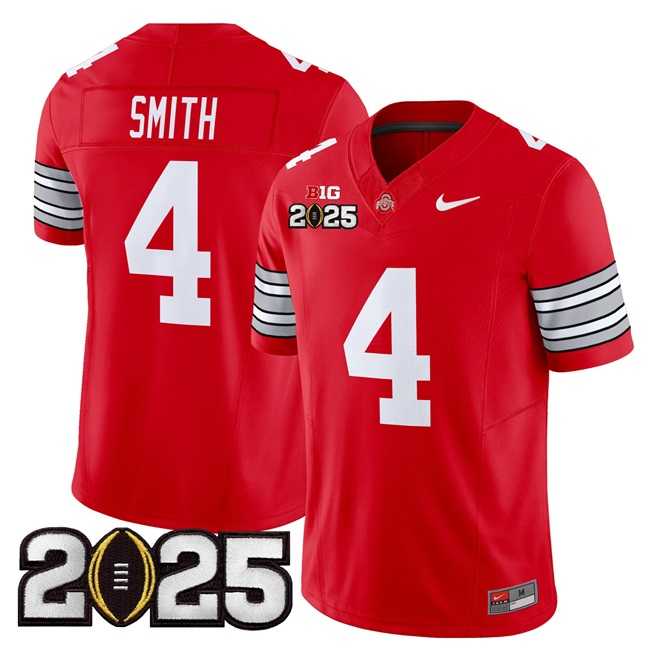 Mens Ohio State Buckeyes #4 Jeremiah Smith Red 2025 CFP Final Patch F.U.S.E. Vapor Limited Stitched Jersey Dzhi->ohio state buckeyes->NCAA Jersey